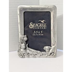 Seagull Pewter Puppy Dog Picture Frame Paw Print Border 3.5x5 Photo Cute Dog